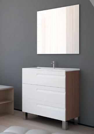 OFERTA CONJUNTO COMPLETO MUEBLE DE BA&Ntilde;O +LAVABO +ESPEJO) TRES CAJONES ZEUS - CAMPOARAS (entrega inmediata)