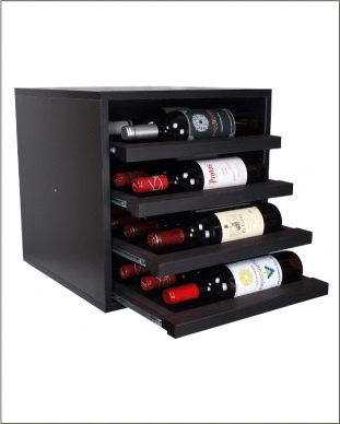 BOTELLERO SERIE MERLOT  EX 4116 4 BALDAS EXTRAIBLES PARA 16 BOTELLAS 