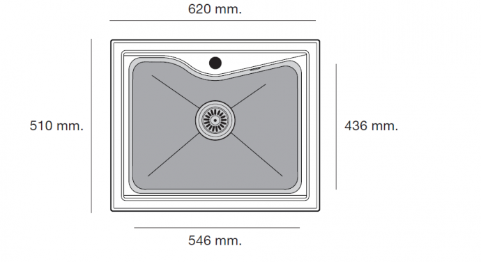 FREGADERO SOBRE ENCIMERA CITY 320 .620X510mm. POALGI