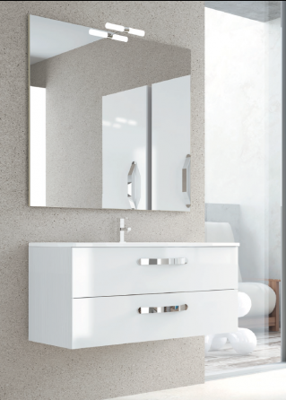 Mueble de baño suspendido 2 cajones metálicos extracción total. Neos Campoaras