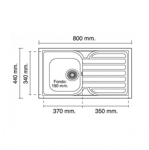 FREGADERO SINTÉTICO TOPACIO 116. POALGI ENCASTRE 785X425mm