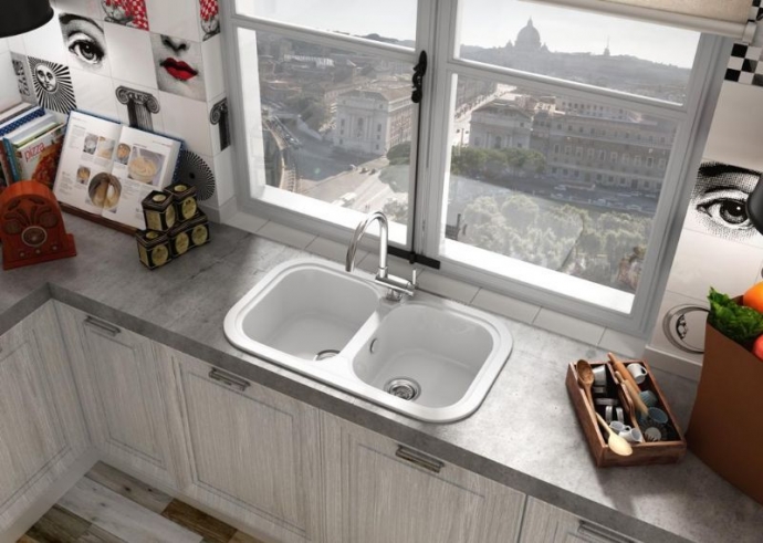 

Fregadero sintético POALGI Serie Basic Esmeralda 107 encastre 790x465 mm