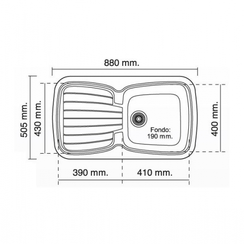 Poalgi Fregadero Sintético Diamante 106 Encastre 860x485 mm