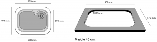 POALGI FREGADERO SINTÉTICO RUBÍ 105 ENCASTRE 610X465mm