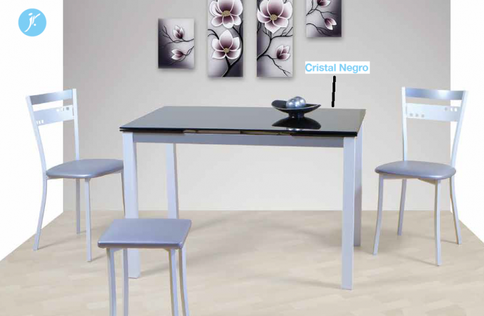 mesa de cocina extensible de cristal templado 8mm

mesa extensible 2 alas abatibles con patas metálicas

mesa de cocina negra, blanca o negro purpurina

mesa de cristal para comedor moderno o contemporáneo

mesa de cocina 100x60 cerrada 160x60 abierta
