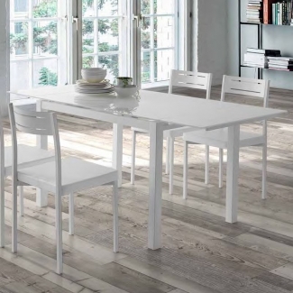 Mesa de Cristal Extensible 2 Alas Blanca HISPANOHOGAR 75790 &ndash; Oferta Especial