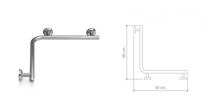 BELTRAN ASIDERO ANGULAR A 90º A DOS PAREDES PARA DUCHA INOX 18/10 NOVEDAD 02880 o 02885