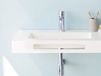 SANYCCES LAVABO SUSPENDIDO DE UN SENO SOLID SURFACE CARDIFF MURO.