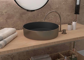 LAVABO DE CERÁMICA SOBRE ENCIMERA OSIRIS NEGRO BRONCE   ARTANDBATH NUEVO