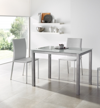  Mesa Fija de Cocina con Cristal Blanco 75760 &ndash; Hispanohogar