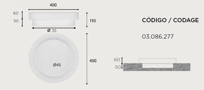 LAVABO DE CERÁMICA SOBRE ENCIMERA  PORCELANA ONTARIO   ARTANDBATH