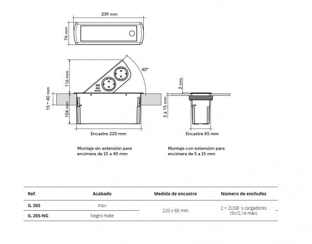 ENCHUFES DEGREES CUCINEOGGI NUEVO IL 265 NUEVO