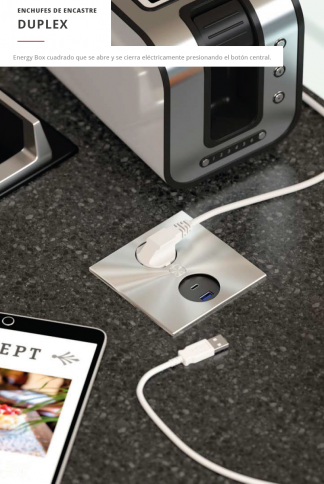 ENCHUFE DUPLEX INOX - CUCINEOGGI IL 301201 (EN STOCK)