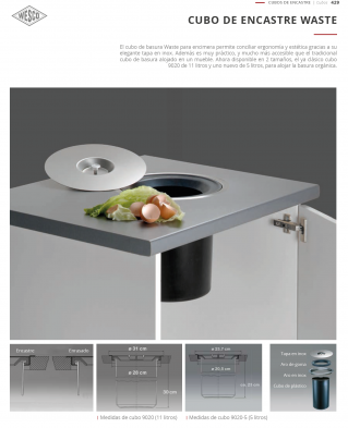CUCINE OGGI CUBO DE BASURA ENCASTRABLE EN ENCIMERA WASTE 