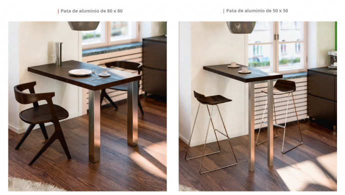 PATA  DE PENÍNSULA  CUADRADA ALUMINIO EFECTO INOX  CUCINE OGGI 