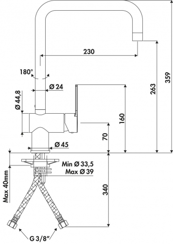 GRIFO DE COCINA NEGRO MATE  LUISINA RC980 - LE MANS NOVEDAD