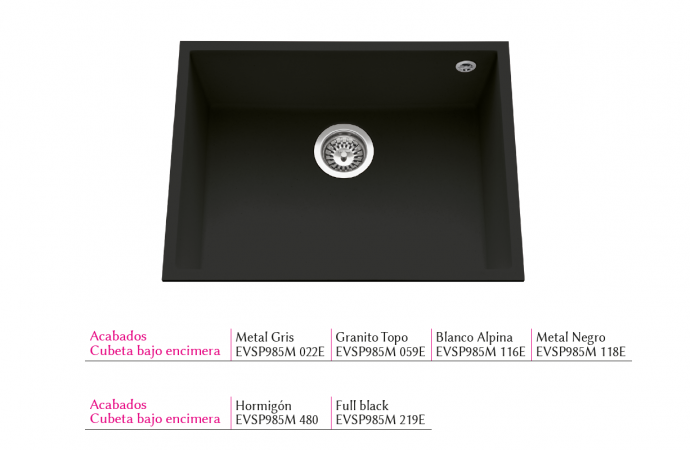 FREGADERO DE GRANITO BAJO ENCIMERA QUADRILLE.EVSP985. LUISIGRANIT.LUISINA