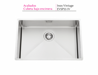 .FREGADERO DE ACERO INOXIDABLE BAJO ENCIMERA MODELO VIBRATO VINTAGE EVSP55 IV - 670 x 450 mm NOVEDAD