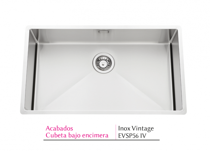 FREGADERO DE ACERO INOXIDABLE BAJO ENCIMERA MODELO VIBRATO VINTAGE EVSP56 IV - 770 x 450 mm NOVEDAD