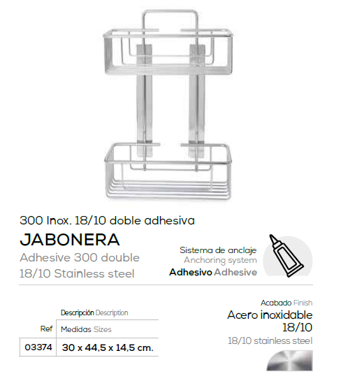 JABONERA MODELO 300 INOX DOBLE - BELTRAN 3316