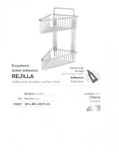 ESQUINERA INOX DOBLE DE BELTRAN 3114
Jaboneras baño pared

jaboneras esquineras para baño

jabonera ducha acero inoxidable