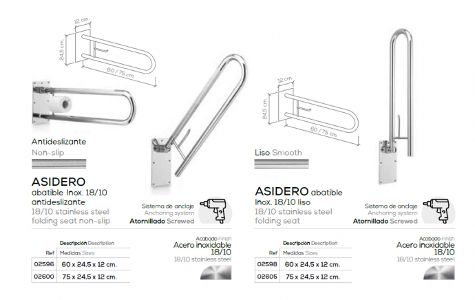 ASA DE BAÑO ABATIBLE MEDIDAS  MOD 304 - BELTRAN