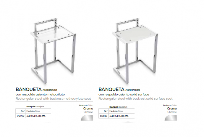 TABURETE DE ACERO INOX PARA BAÑO