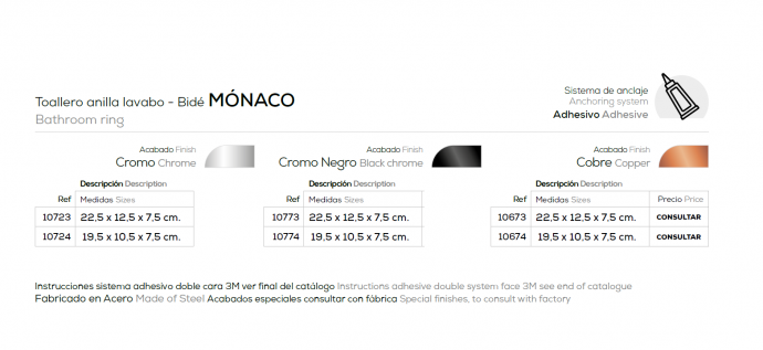 TOALLERO PLAFON ADHESIVO DE ANILLA MONACO DE BELTRAN