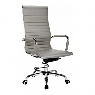  Silla de Oficina Executive 75573 Gris en Piel Sint&eacute;tica - Hispanohogar