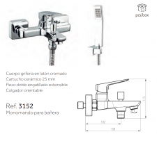 GRIFO MONOMANDO DE BAÃERA MODELO MARRIOT  GME 3152