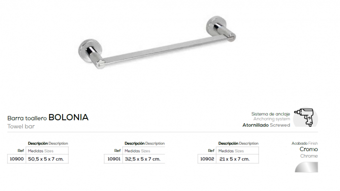 BARRA TOALLERO MODELO BOLONIA  10900