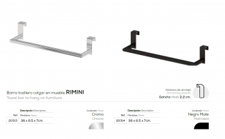 BARRA TOALLERO PARA COLGAR EN MUEBLE  MODELO  RIMINI - BELTRAN 