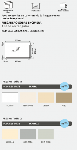 fregaderos syan sobre encimera