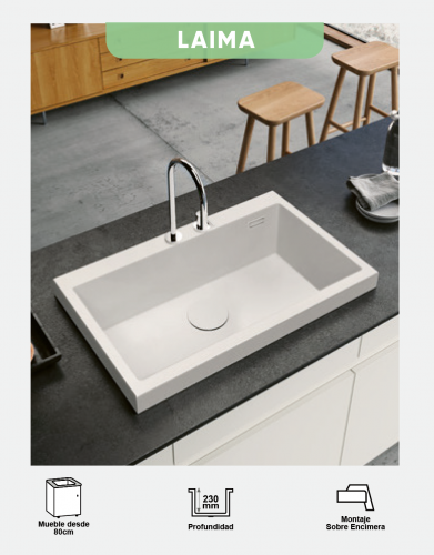 FREGADERO SOBRE ENCIMERA MODELO LAIMA SYAN NOVEDAD