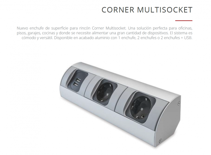ENCHUFE DE SUPERFICIE PARA RINCON CORNER MULTISOCKET  CUCINEOGGI