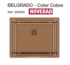 FREGADERO DE ACERO INOXIDABLE COLOR COBRE BELGRADO SOLFLESS EN STOCK