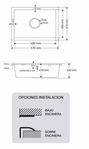 FREGADERO DE COCINA CHICAGO  50 DE  SOLFLESS