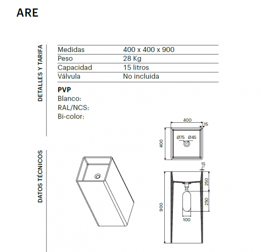 LAVABO MODELO ARE DE DOCCIA 