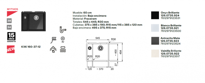 FREGADERO KXK 160-37-12 BLANCO BRILO FRANKE NOVEDAD