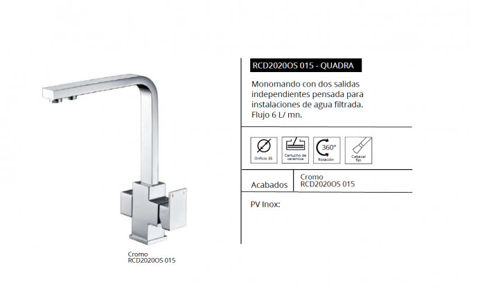 LUISINA GRIFO DE COCINA CON DOS SALIDAS MODELO QUADRA NOVEDAD RCD2020OS 015
