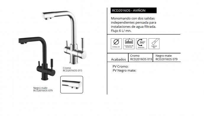 LUISINA GRIFO DE COCINA   MODELO AVIÑON NOVEDAD 
