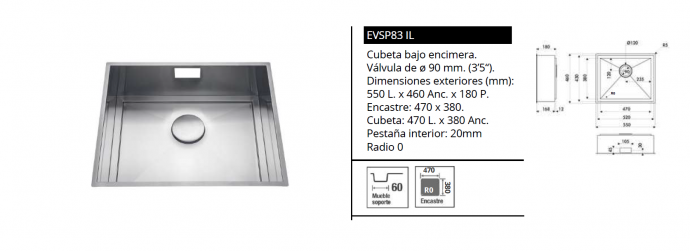 FREGADERO DRESS – BAJO ENCIMERA DE LUISINA  EVSP83 IL NOVEDAD