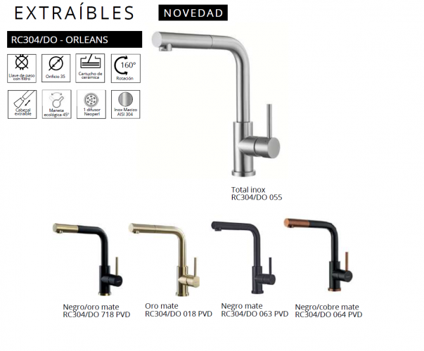 GRIFO COCINA EXTAIBLE RC304/DO - ORLEANS  LUISINA  NOVEDAD