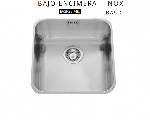 FREGADERO DE ACERO INOXIDABLE MODELO B A S I C  EVSP39 MIL LUISINA