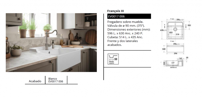 FREGADERO MODELO FRANCOIS III EV0017 006 LUISINA NUEVO