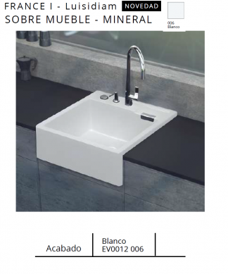 FREGADERO MODELO SOBRE MUEBLE &ndash; MINERAL F R A N C E I EV0012 006  LUISINA NUEVO