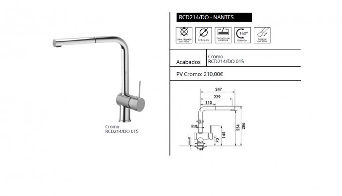 GRIFO DE  COCINA RCD214/DO - NANTES  LUISINA  NOVEDAD
