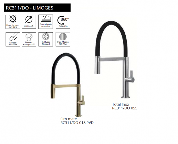 GRIFO COCINA EXTAIBLE RC311/DO - LIMOGES LUISINA NOVEDAD