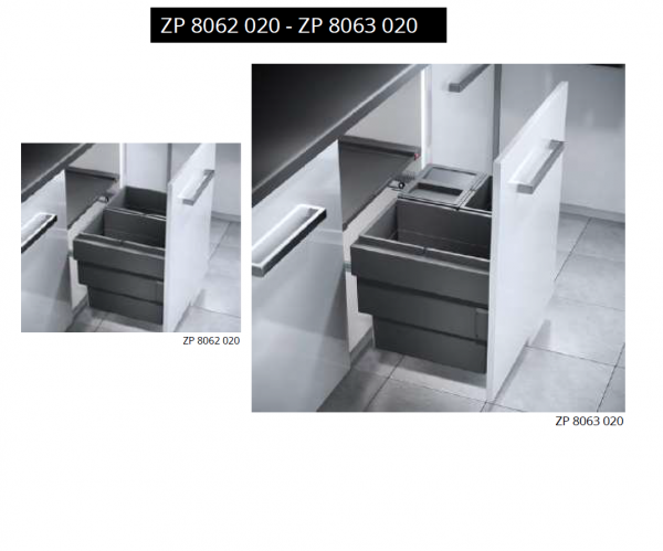 CUBO DE BASURA BAJO FREGADERO ZP 8062 020 - ZP 8063 020 LUISINA NOVEDAD