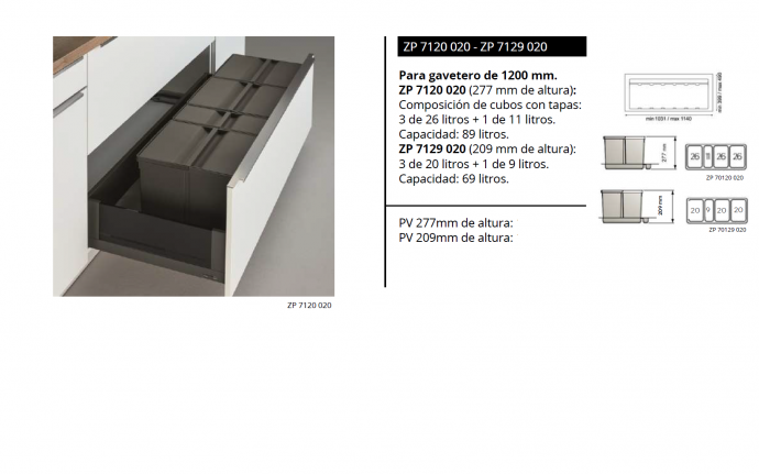 CUBO DE BASURA MODELO ZP 7120 020 - ZP 7129 020 LUISINA NOVEDAD